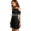 OEM Black Lace Panel Cami Dress Spaghetti Strap Patchwork A Line Mini Cocktail Dress