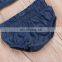 Children's clothing girls pure color denim top and shorts with two sets