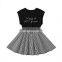 Toddler Girls Slogan & Stripe Print Skater Dress Wholesale