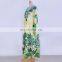 2019 New Bohemian Printed V-Neck Half Sleeve Summer Beach Dress Green Cotton Tunic Women Beachwear Midi Dress Robe de plage