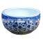 High temperature burning hand made craft blue and white ceramic plant pot