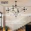 HUAYI New Geometric Design Luxury Hotel Lobby Living Room Restaurant Modern Indoor Iron Hanging Chandelier
