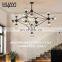 HUAYI Nordic Luxury Crystal Glass Round Lampshade Indoor Living Room Restaurant Modern Chandelier Pendant Light