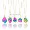 Rainbow Natural Stone Pendant Necklace Fashion Crystal Chakra Rock Necklace Gold Color Chain Quartz Long Necklace For Women