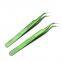 Green precision titanium alloy straight pointed curved nose tweezers Electronic parts Stainless steel anti-static clip Cute sticker