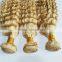 European blonde 613 color virgin deep wave curl hair extension weft