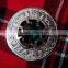 Piper Plaid Brooch With Green Stone In Chrome Finish Made OF Brass Material