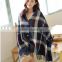 2016 Women's Soft Tartan Checked Plaid Shawl Cape Blanket Shawl Wrap Scarf Poncho with Fringe Trims