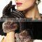 women dress fur cuff leather glove