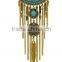 Aztec Eagle Turquoise Choker Necklace ,Vintage Tassel Chain,Tribal Necklace,Turquoise Stone Aztec Fringle Long Necklace