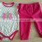 new born full print girls bodysuit with roes red 100% cotton pants