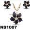 fashion rhinestone black metal flower necklace set