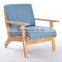 Pastoral style solid wood sofa single seater dining room chair sofa