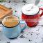 promotional custom colorful ceramic mugs with C-handle