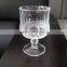 wholesale short diamond stem empty wine glass with bottom pattern