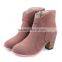 spring and autumn fashion vintage women's thick heel boots solid color nubuck leather side zipper women boots with a single