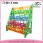 Colorful durable school nursery modern portable kids bookcase, storage plastic book rack, plastic bookshelf