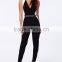 Sleeveless Contrast Color Sexy Style Belt Waist Long Jumpsuit