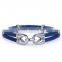 Mens genuine stingray leather bracelet inlay black zircon