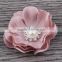 fabric flower with pearl rhinestone center for kids hair accessories