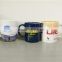 Assorted colours customized logo ceramic coffee mugs with C-handle