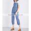 Wholasale Women Apparel Fashionable Latest Design Square Neck Sleeveless Denim Jumpsuit(DQE0107J)