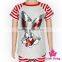 Wholesale 100% Cotton Summer Unisex Easter Cute Bonny Rabbit Children Kid Stripe With Sequins Short Sleeve T-shirt