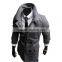 Hot sale cotton and polyester mixed stand collar with hat black and gray 4 size for choice woolen men coat clothing