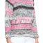 EY0866S ladies grey and pink striped pullover boat neck sweater knitting pattern