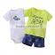 3pcs 100%cotton unisex baby bodysuits matching with shorts and t-shirts