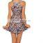 womens 3D Digital Printed Floral Galaxy Super cat pleated dress