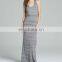 CHEFON Gray vintage maxi dresses Space Dyed Stripe