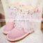 Aidocrystal women pink big size models shoes sweet bling pearls net yarn ankle boots with bowknot for girls