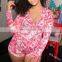 Summer alluring printing ladies jumpsuits and bodysuits pajamas women onesie