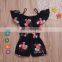 Girl Flowers print Clothes 3Colors Kids Girls Summer 2pcs Set Strap Tops Shorts Outfits 1-6T