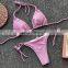 Micro Bikini Bandage Shiny Pink Silver Sexy Swimsuit Female Separate Triangle String Bikini Swimwear Women 2019 Biquini