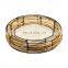 K&B wholesale high quality round wood rattan iron frame ottoman tray with handles