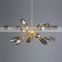 Dining Room Bedroom LED Pendant Light Sputnik Chandelier Modern Style Gold Glass Hanging Lamp
