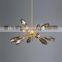 Dining Room Bedroom LED Pendant Light Sputnik Chandelier Modern Style Gold Glass Hanging Lamp