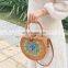 Hot Product Straps Round Rattan Bag Boho Flower Shoulder Leather