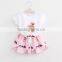 2016 korean style latest design kids wear dress set baby girl shirt and skirt set