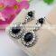 2016 Latest Style Black Crystal Silver Tone Oval Drop Earrings DRJ0586