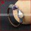 Wholesale Amazing double stone leather wrapped bangles, Fashion amethyst and pearl bangle