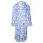 Wholesale Light Blue Winter Warm 100% Polyester Women Printed Coral Fleece Thick Sleep Robe