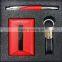 High Quality Luxury business card holder And promotional pen PU Leather Keychain Holiday Gift set