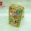 Gold rhinestone makeup mirror/ fancy pocket mirror/fancy style rhinestone cosmetic mirror