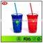 450 ml Customized plastic bpa free insulated cup with straw