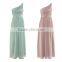 Plain style pleated skirt sleeveless one shoulder evening dress