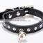 fashion design soft PU small bell custom metal chain dog collar dog collar PU chains