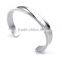 2016 Trendy stainless steel sliver open cuff bracelet mens polished grooved bangle punk jewelry